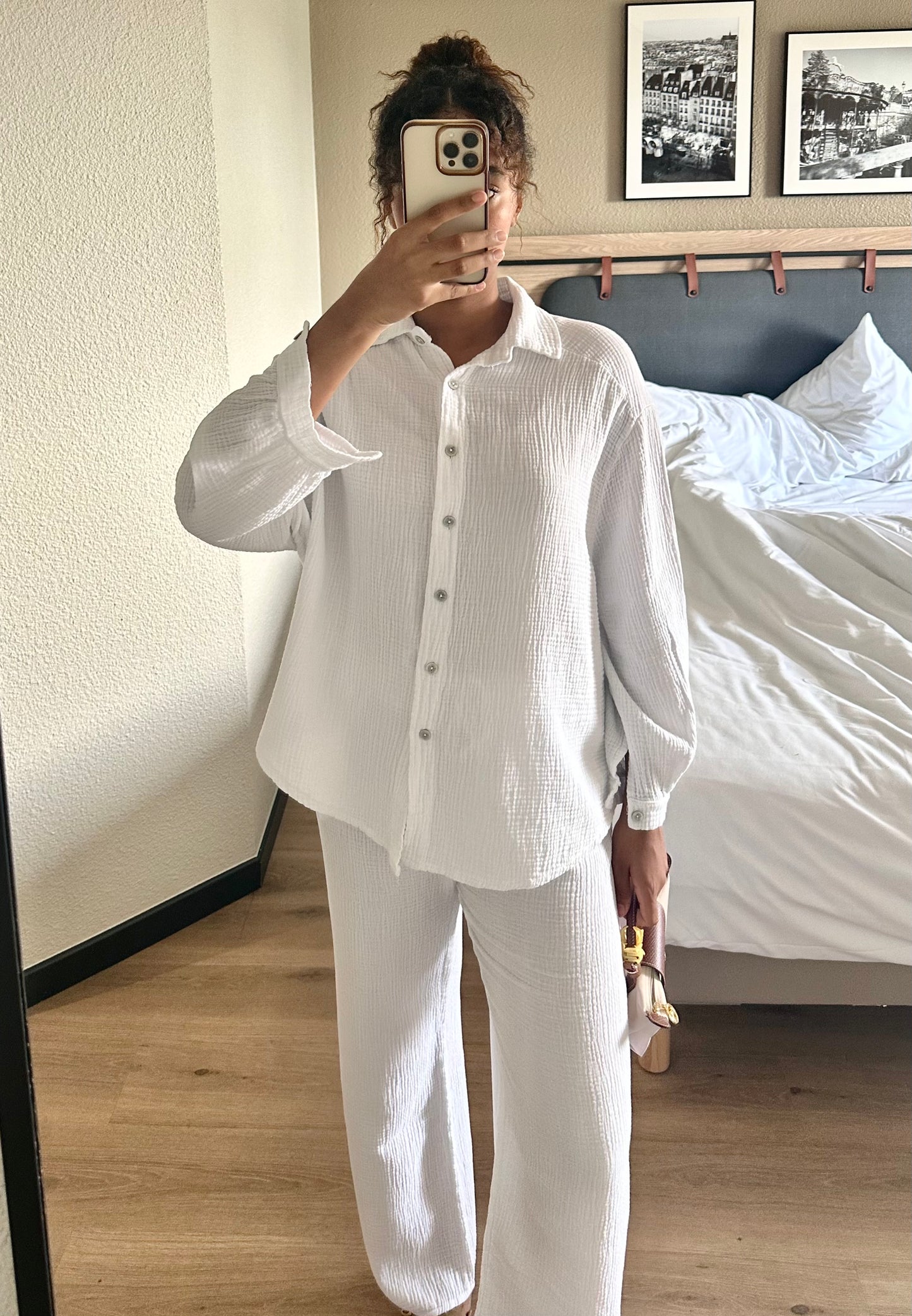 Ensemble en gaz de coton - Blanc