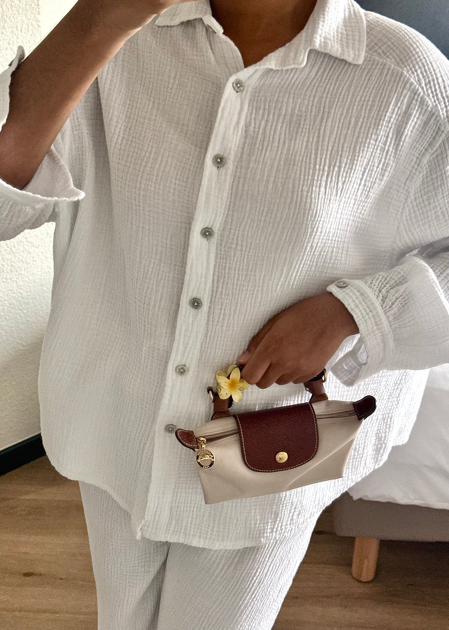 Ensemble en gaz de coton - Blanc