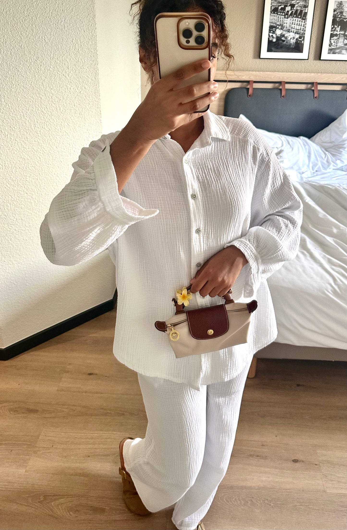 Ensemble en gaz de coton - Blanc