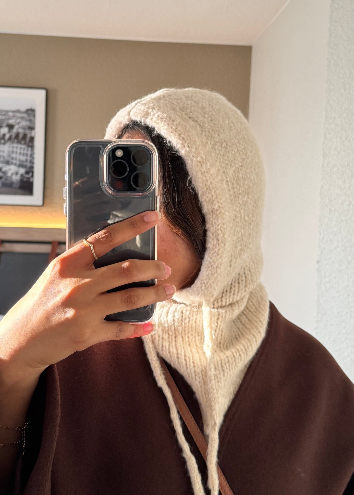 Cagoule en laine - beige