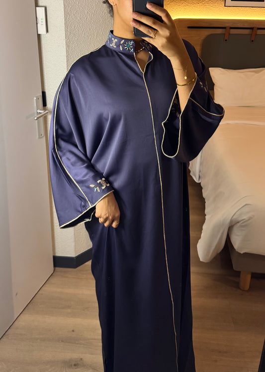 Abaya brodée bleu