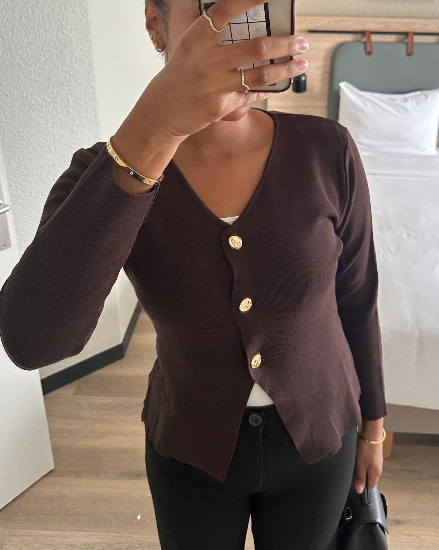 Cardigan à boutons - marron