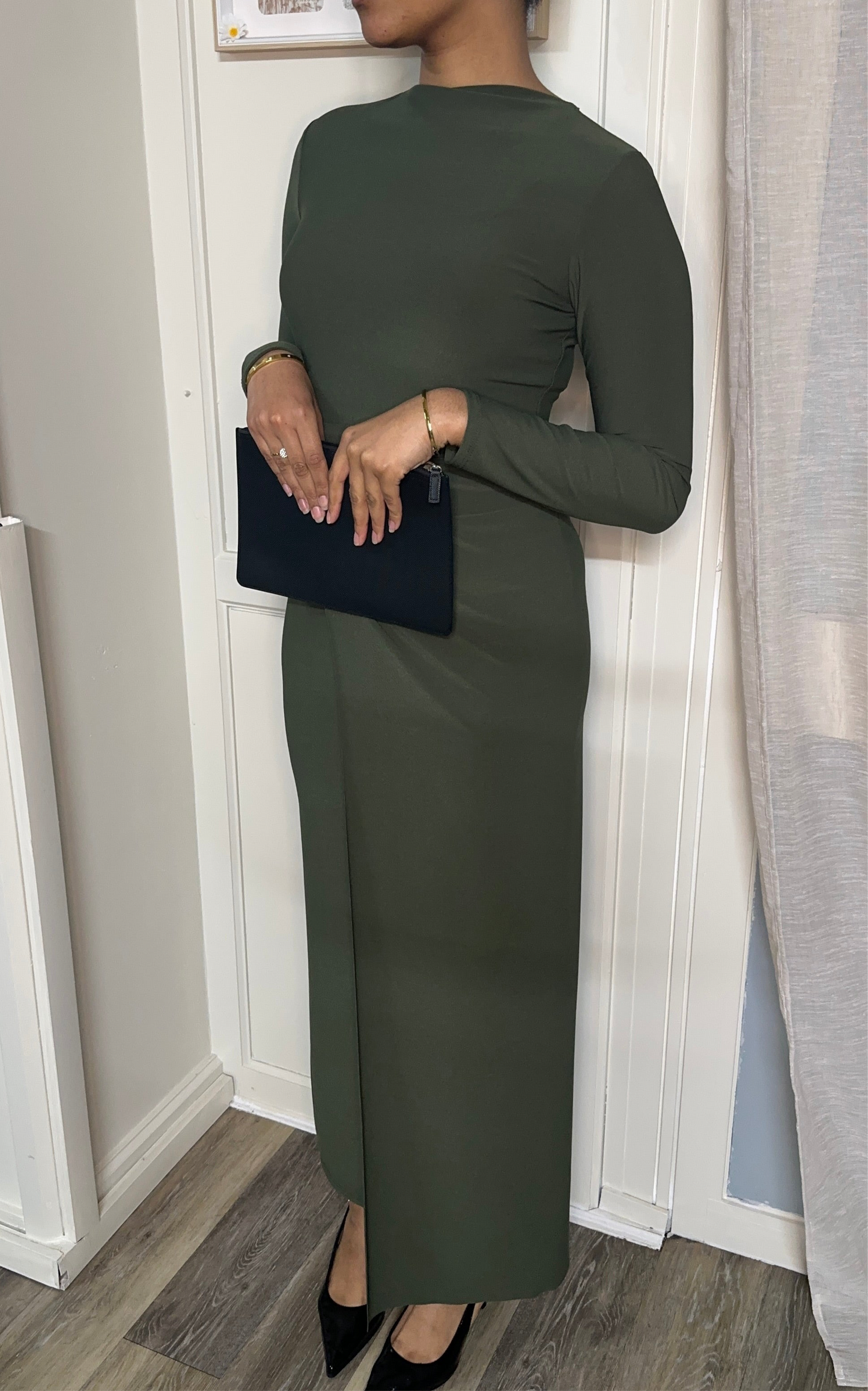 Robe nouée - vert kaki