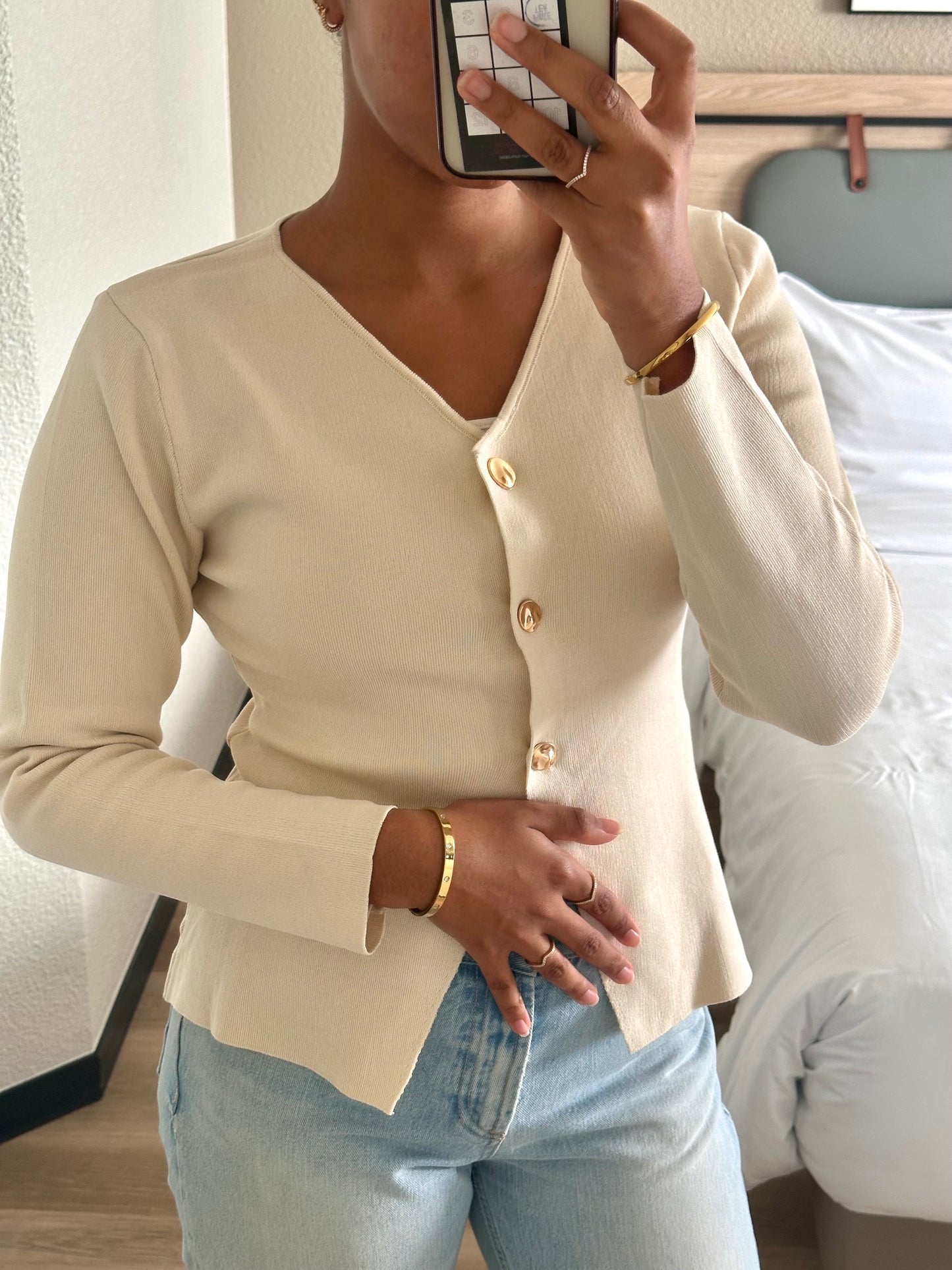 Cardigan à boutons - beige