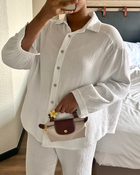 Ensemble en gaz de coton - Blanc