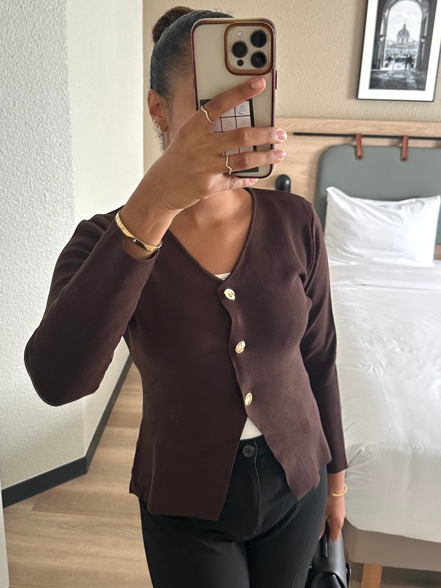 Cardigan à boutons - marron